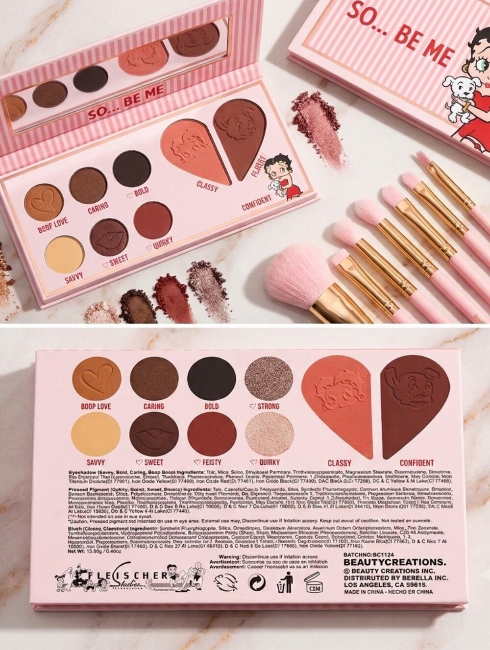 Betty Boop Eyeshadow Palette — Gold, Brown, Bronze, Black, Pink, Red, Shimmer